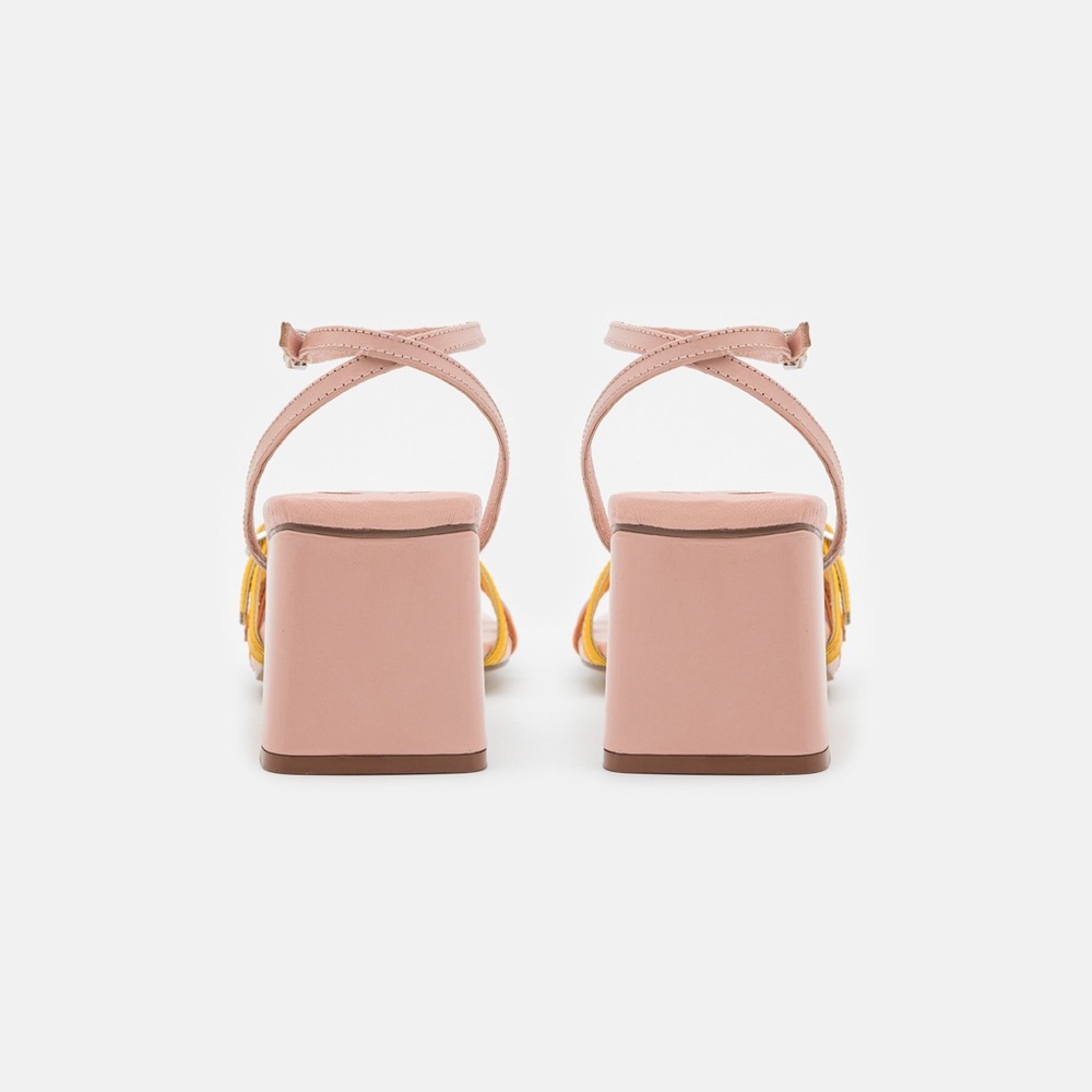 Free People Multicolor Strappy Block Heel Sandals - Pink, Yellow, Lavender - Picture 5 of 14